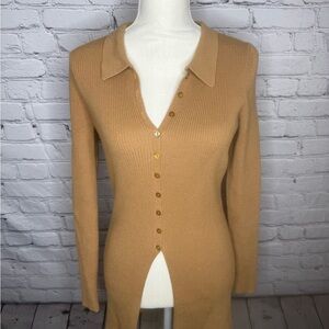 NWT Anthropologie Maeve   Tan Button-Up Cardigan in honey size medium